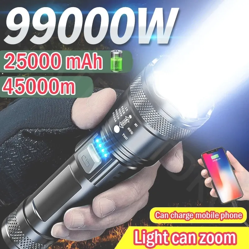 [COD] Senter LED Super Terang 10000 Lumens Jarak Jauh Ringan Tahan Air IPX4 Zoom USB Rechargeable Senter Swat Police Terbaik