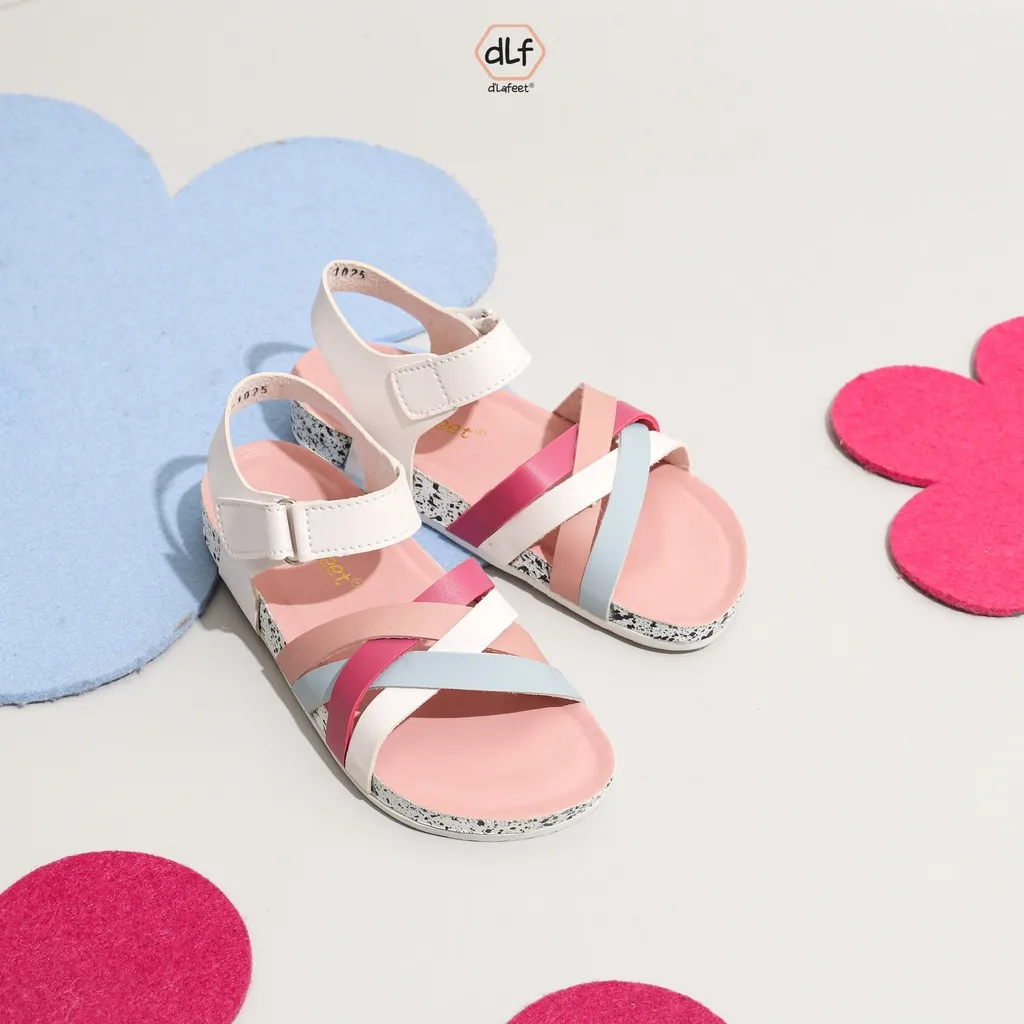 D'Lafeet Sepatu Sandal Anak Perempuan Size 31-35 - Friska Pink White