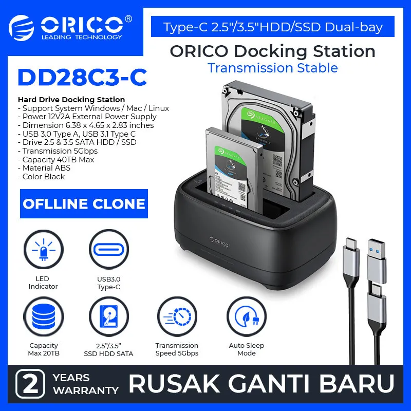 ORICO Type-C 2.5/3.5 inch HDD and SSD Hard Drive Dock - DD SERIES