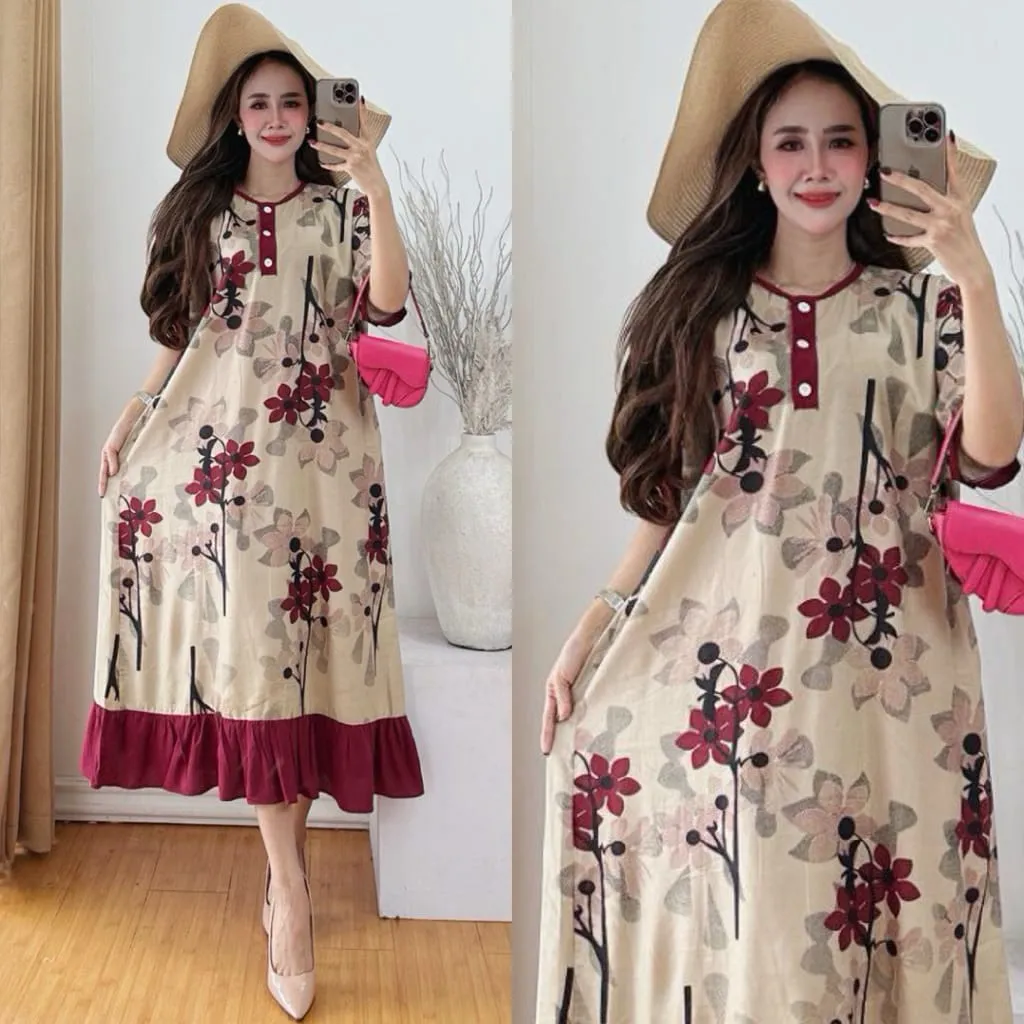 daster WANGKI KOMBINASI bumil busui motif bunga