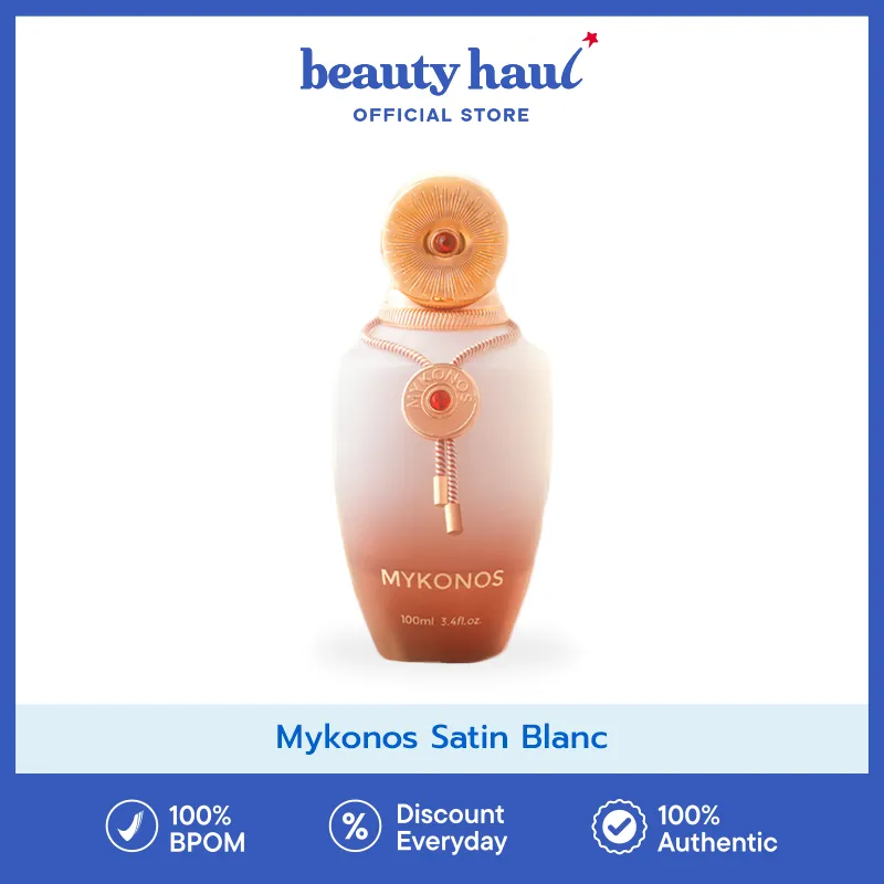 MYKONOS Satin Blanc 100ml - Parfum Segar Elegan dengan Aroma White Floral, Parfum Wangi Tahan Lama