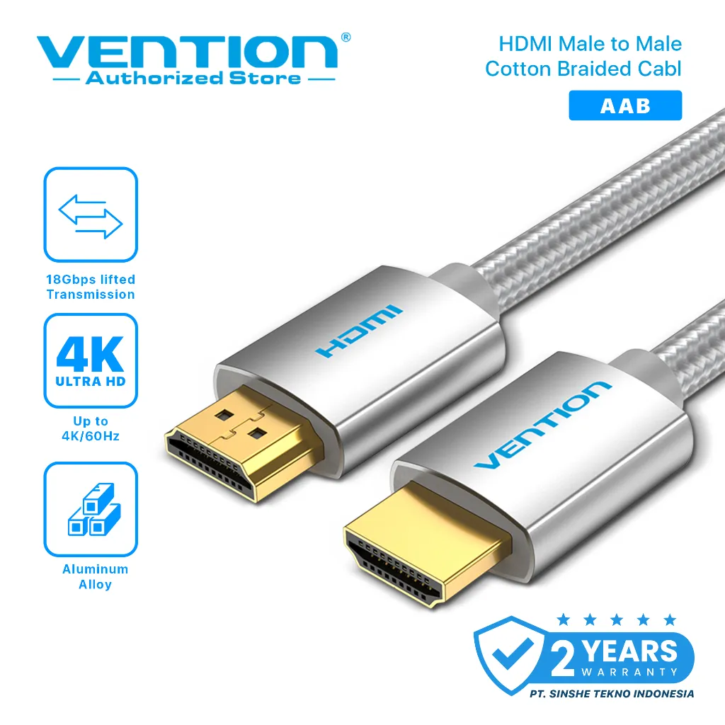 Vention AAB 5M-15M Kabel High Speed Cotton Braided HDMI 4K FHD 1080