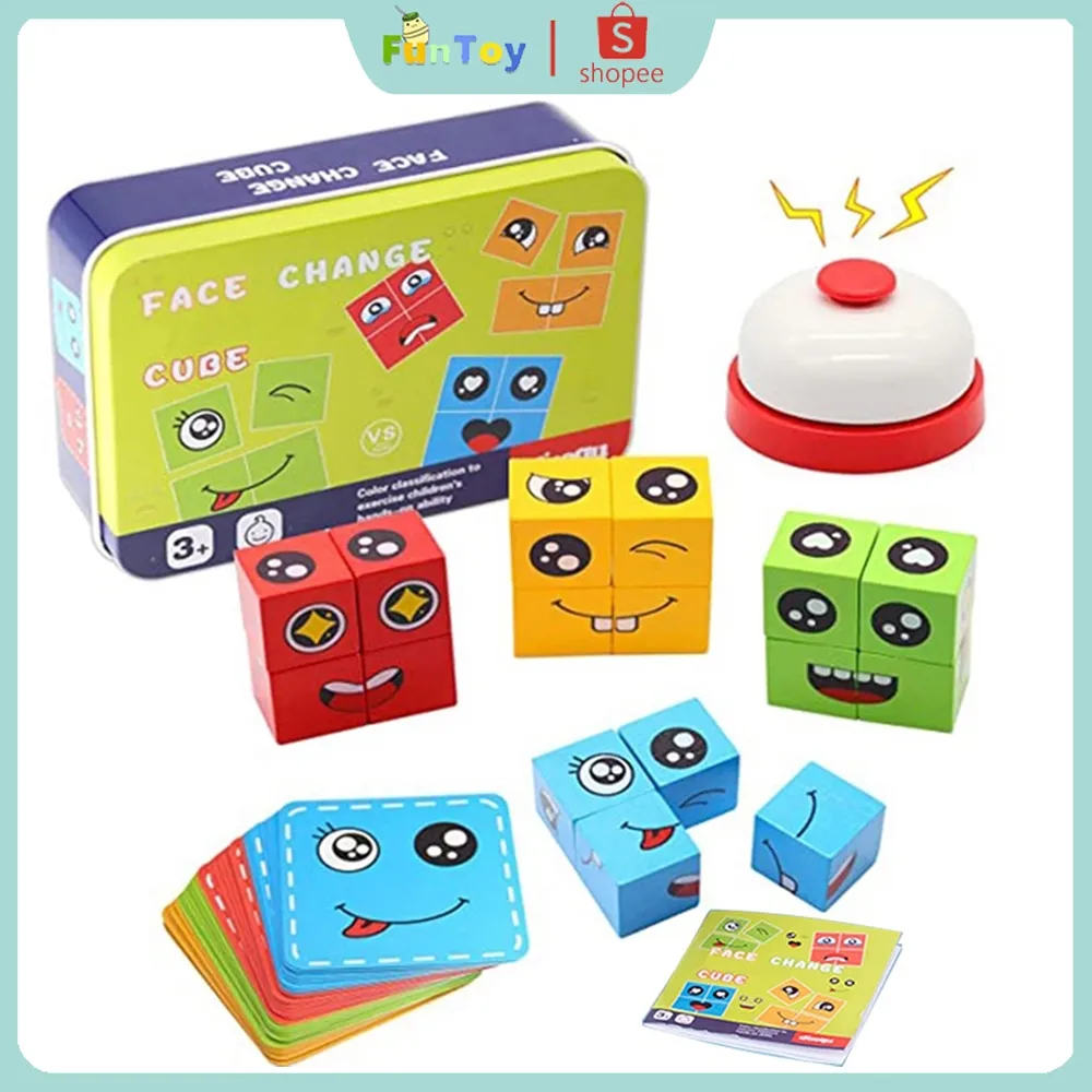 FUNTOY Mainan Face Changing Cube Mainan Susun Ekspresi Muka Ketangkasan Puzzle Anak Family Game