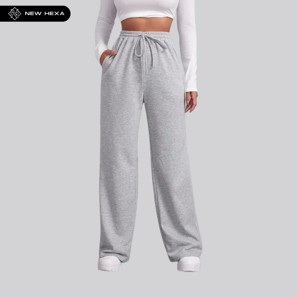 Celana Panjang Baggy Loosepants Wanita Joger New Hexa Bahan Katun Fleece Misty