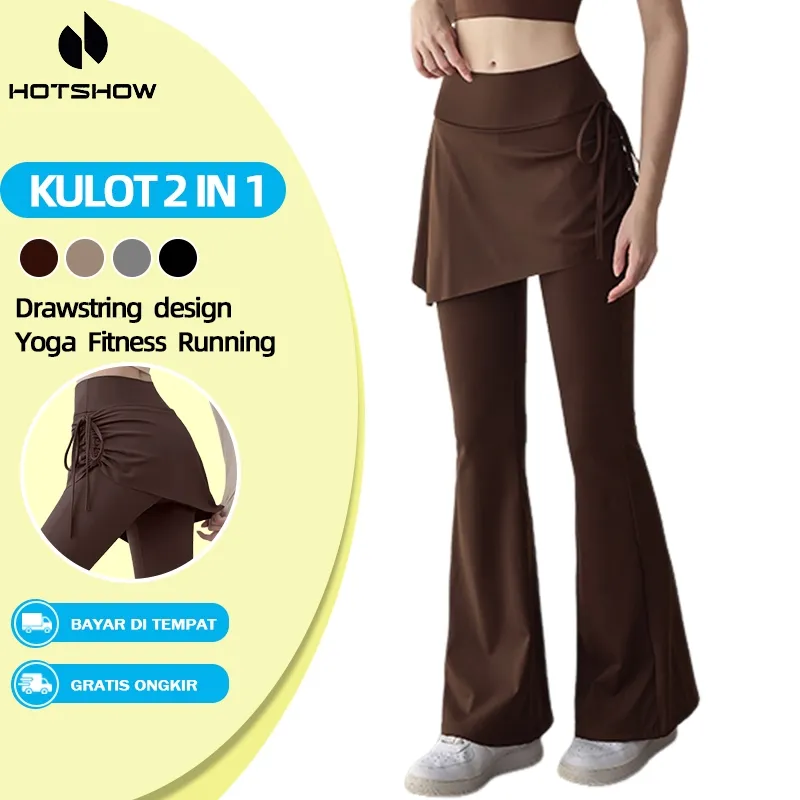 Legging Skirt + Celana panjang 2 in 1 Legging Olahraga Gym Fitness Yoga PREMIUM