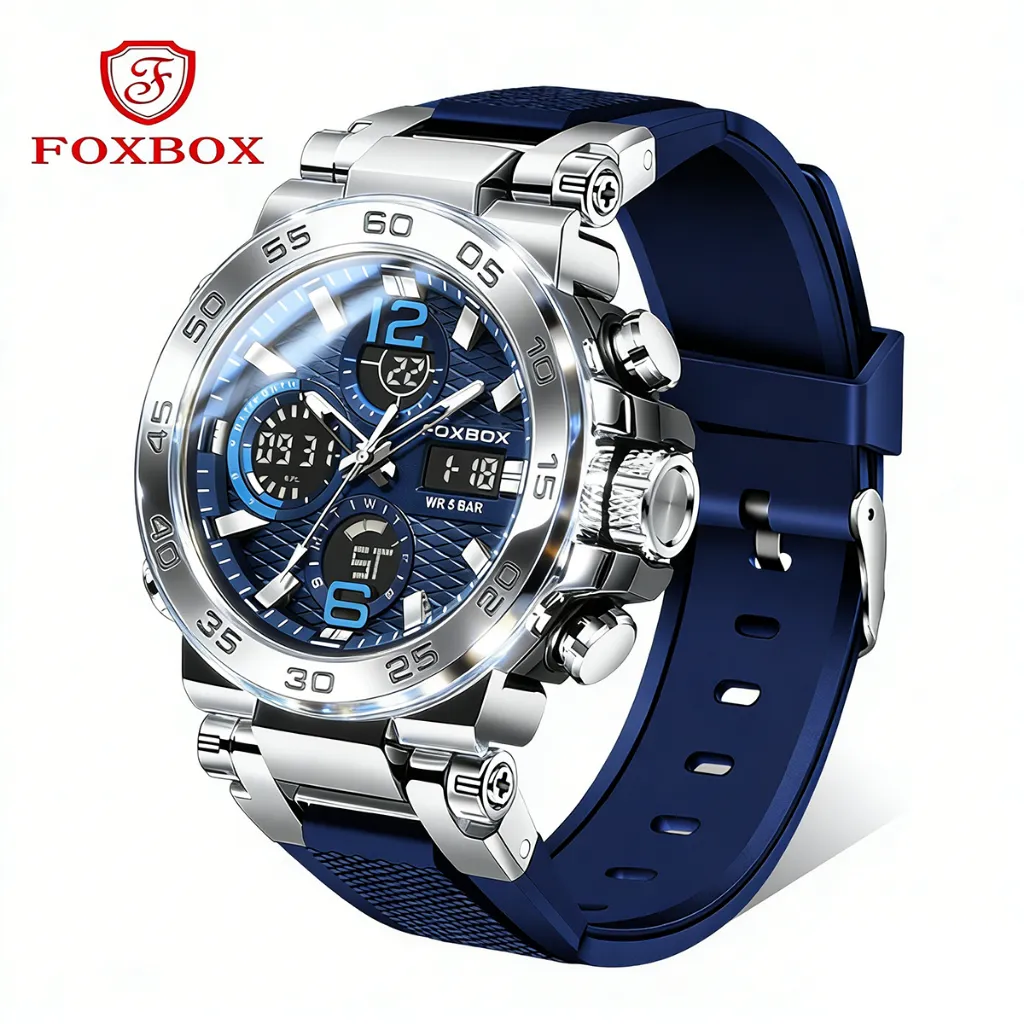FOXBOX Jam Tangan Untuk Pria LED Tahan Air Olahraga Elektronik Jam Tangan Silikon Jam Tangan  LIGE Jam Alarm Tanggal LIGE Jam Tangan Pria