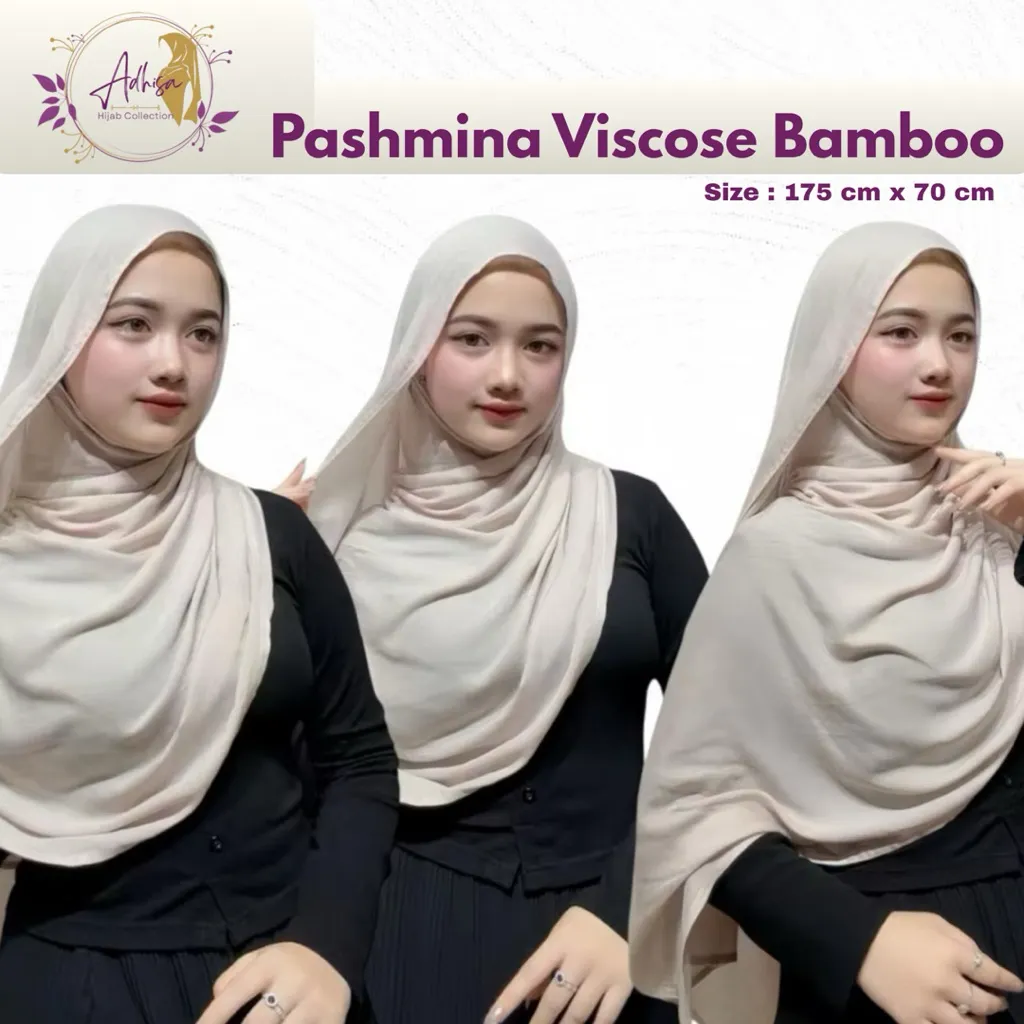 Pashmina Bamboo Syal Viscose Premium Shawl by Adhisa Hijab