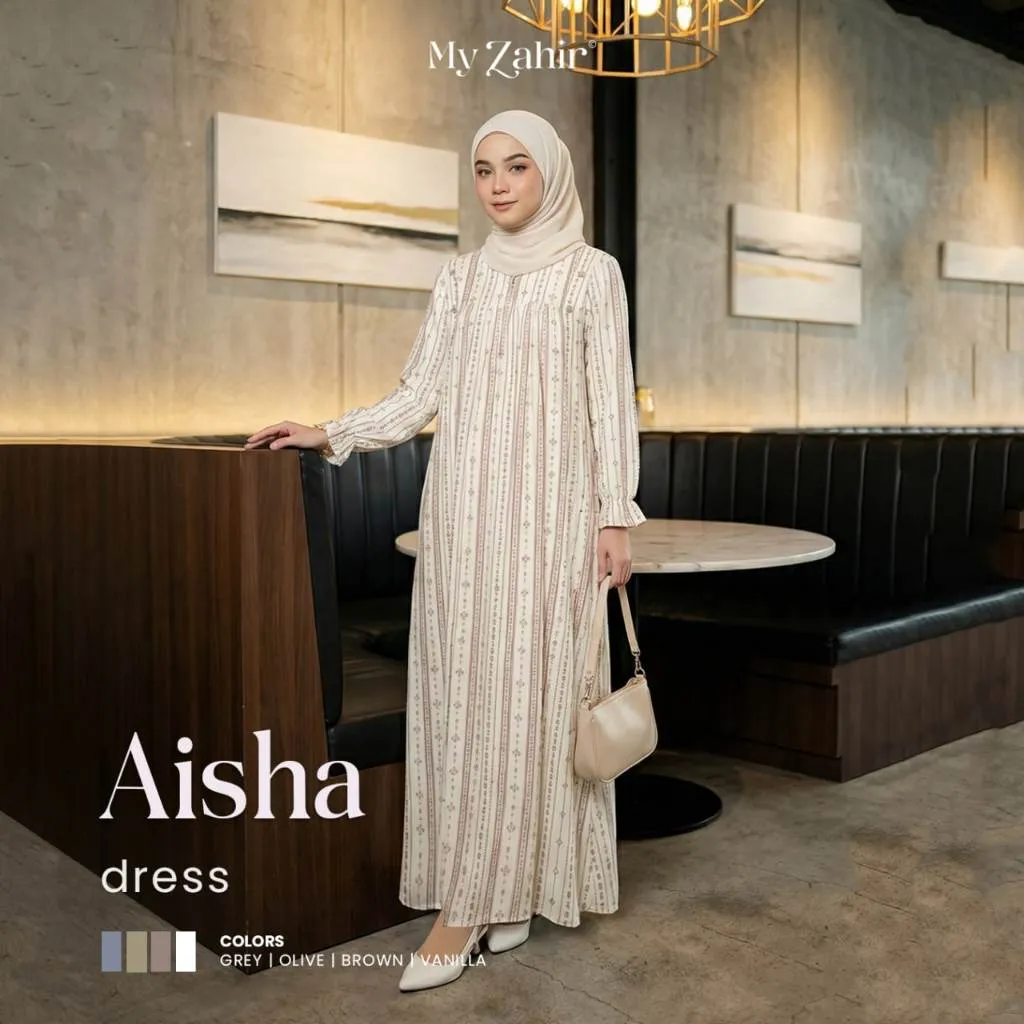 My Zahir Aisha Dress Bahan Rayon Premium Gamis Motif Busui Friendly Size M-XXL