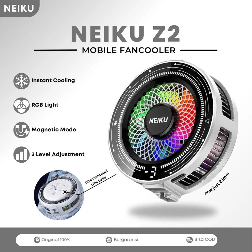 NEIKU Z2 FAN COOLER PENDINGIN PONSEL DENGAN 3 MODE LEVEL & LED RGB TYPE-C