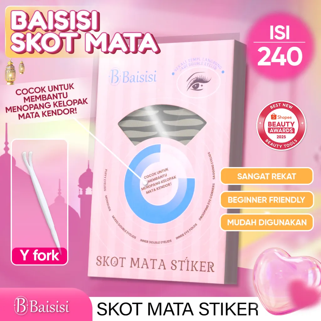 Baisisi Skot Mata Premium Invisible Eyelid Tape Ultra Thin Mesh Strong Hold Double Eyelid Natural Look
