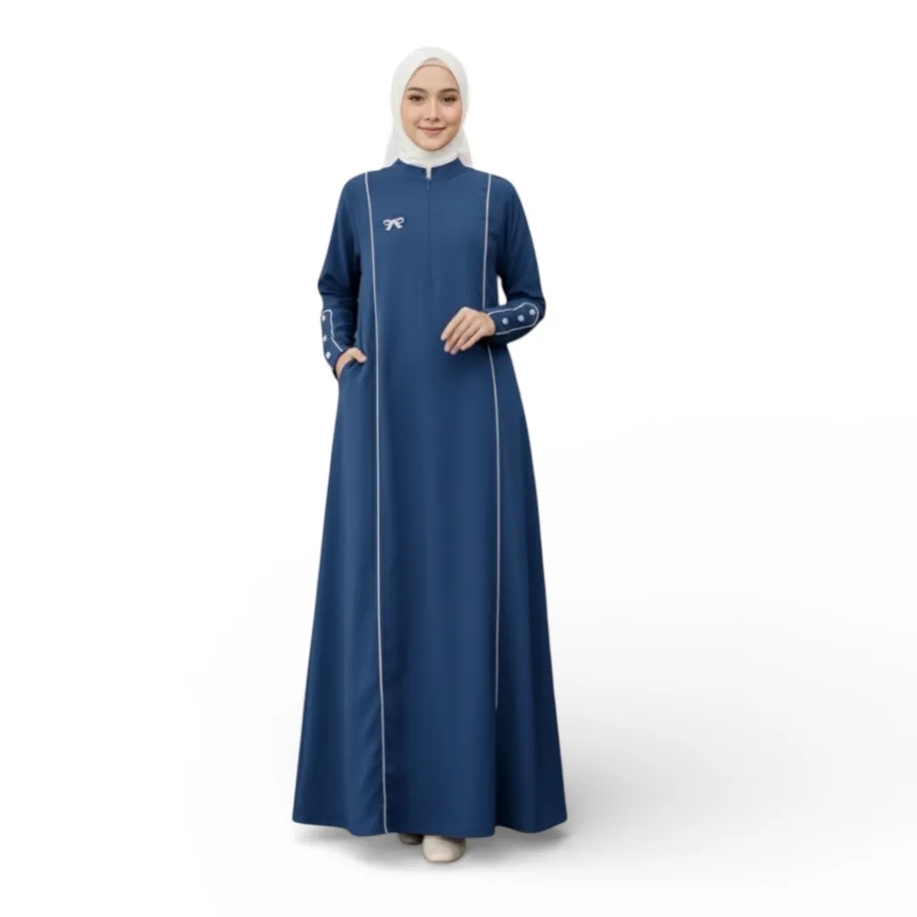 FARIZKA | Dress Gamis Polos Casual Size S-M L-XL 3L-XXL Pakaian Muslim Wanita Bahan Sabrina Anti UV