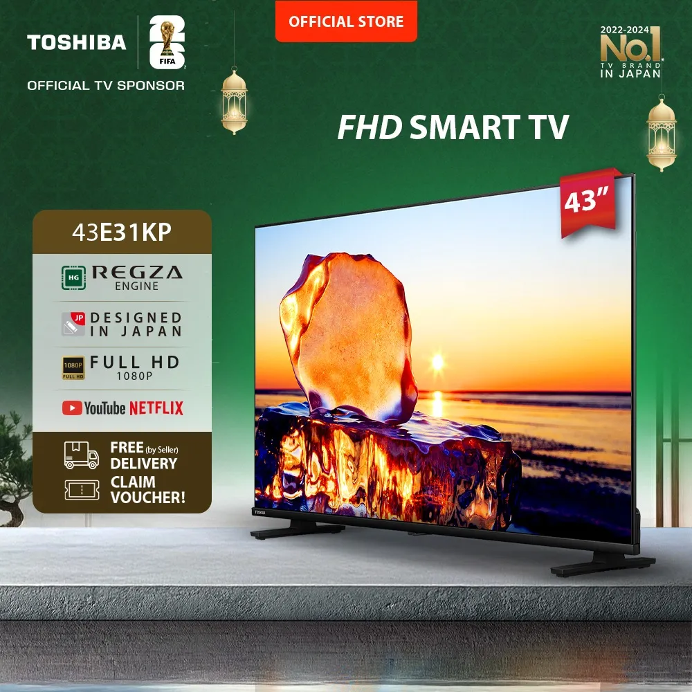 [FHD Smart TV] [KHUSUS ONLINE] Toshiba TV 43" FHD Smart TV - WIFI Netflix Disney+ Youtube Dolby Audio Screen Sharing HDMI Digital - 43E31KP