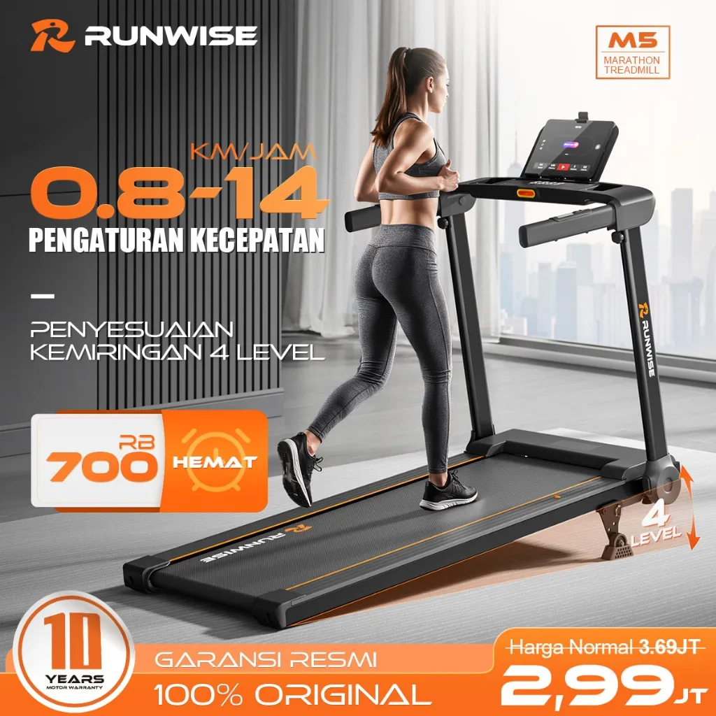 RUNWISE Treadmill Marathon M5 - Motor Brushless Kelas F Tahan Panas & Hemat Energi
