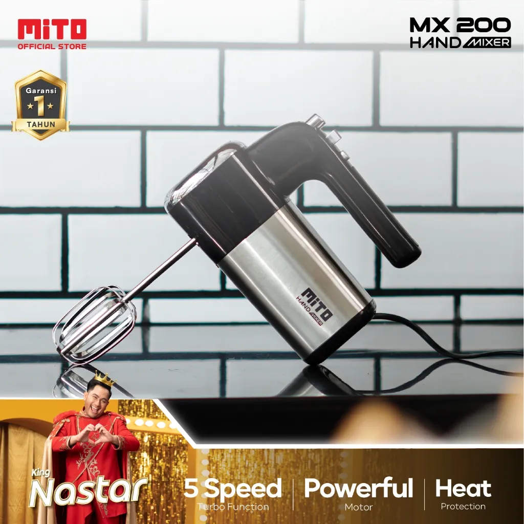 MITO Hand Mixer MX200 Pengaduk Adonan Kue 5 Kecepatan Turbo