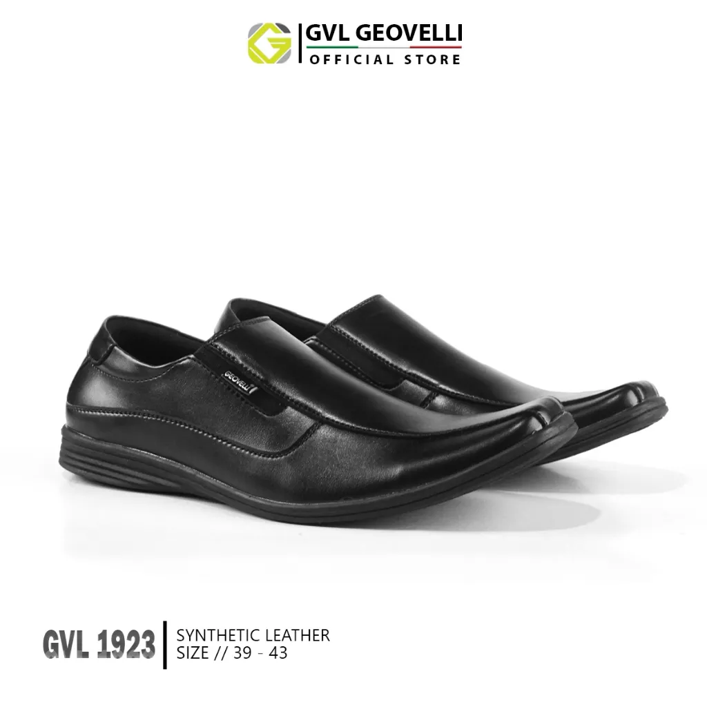 GVL Geovelli G-VL1923 Sepatu Pantofel Pria Hitam Pantopel Black Kerja Kantor Formal