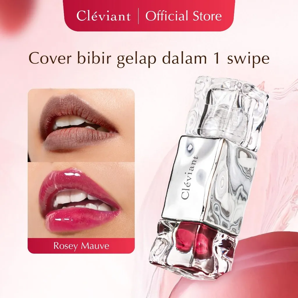 CLÉVIANT - Liptint Crystal Glazy Tint Cover Bibir Gelap | Lip Stain | Transferproof | Melembabkan | Bibir Gelap | Tahan Lama | Ringan | Waterproof | 2,5gr