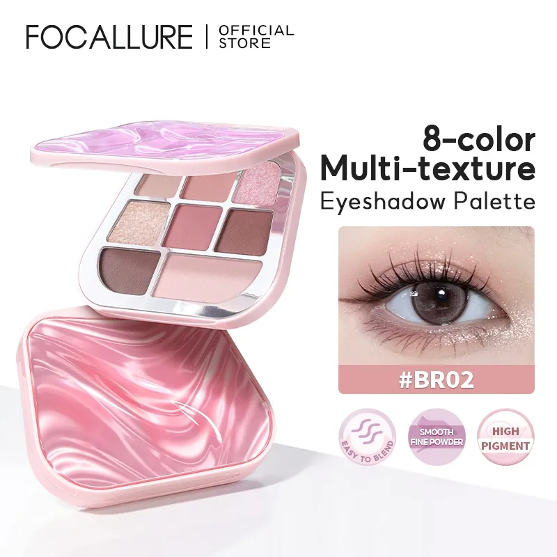 FOCALLURE 8-color High Pigment Eyeshadow Palette Easy To Blend Long-lasting