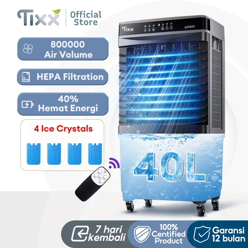 TIXX Air Cooler Pendingin Ruangan Low Watt Kipas Angin Dingin 40L Tangki Besar Untuk Rumah Tangga