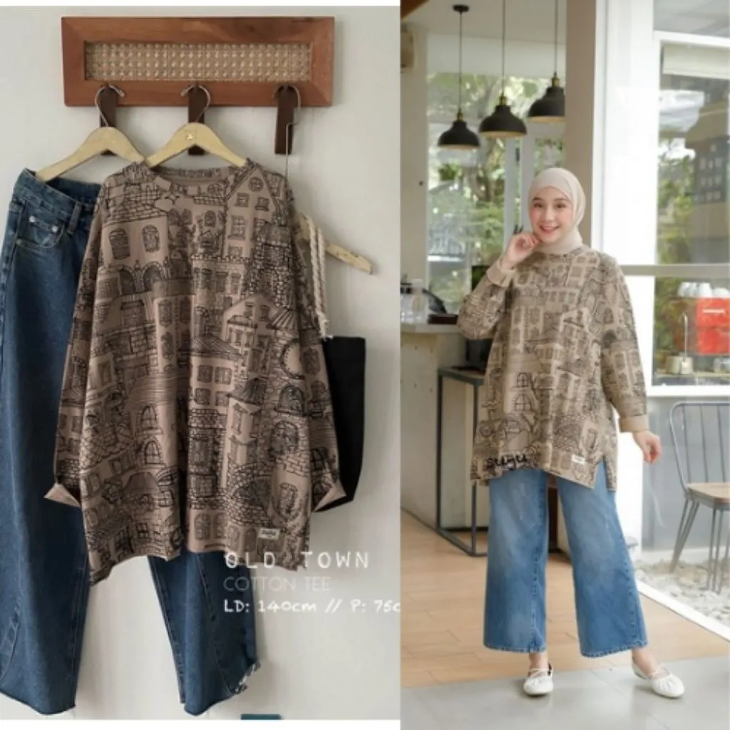 Atasan Kaos SUJU Wanita Oversize Ld 140 | Oversize Blouse | Daily Basic Blouse Wanita