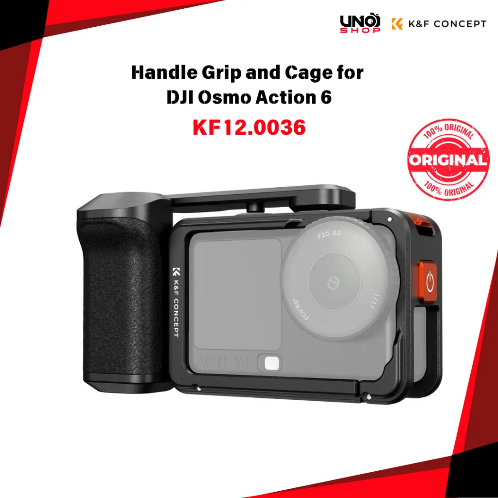 K&F Concept Camera Handle Grip dan Cage DJI Osmo Action 6 Cold Shoe Quick Release Shutter Button