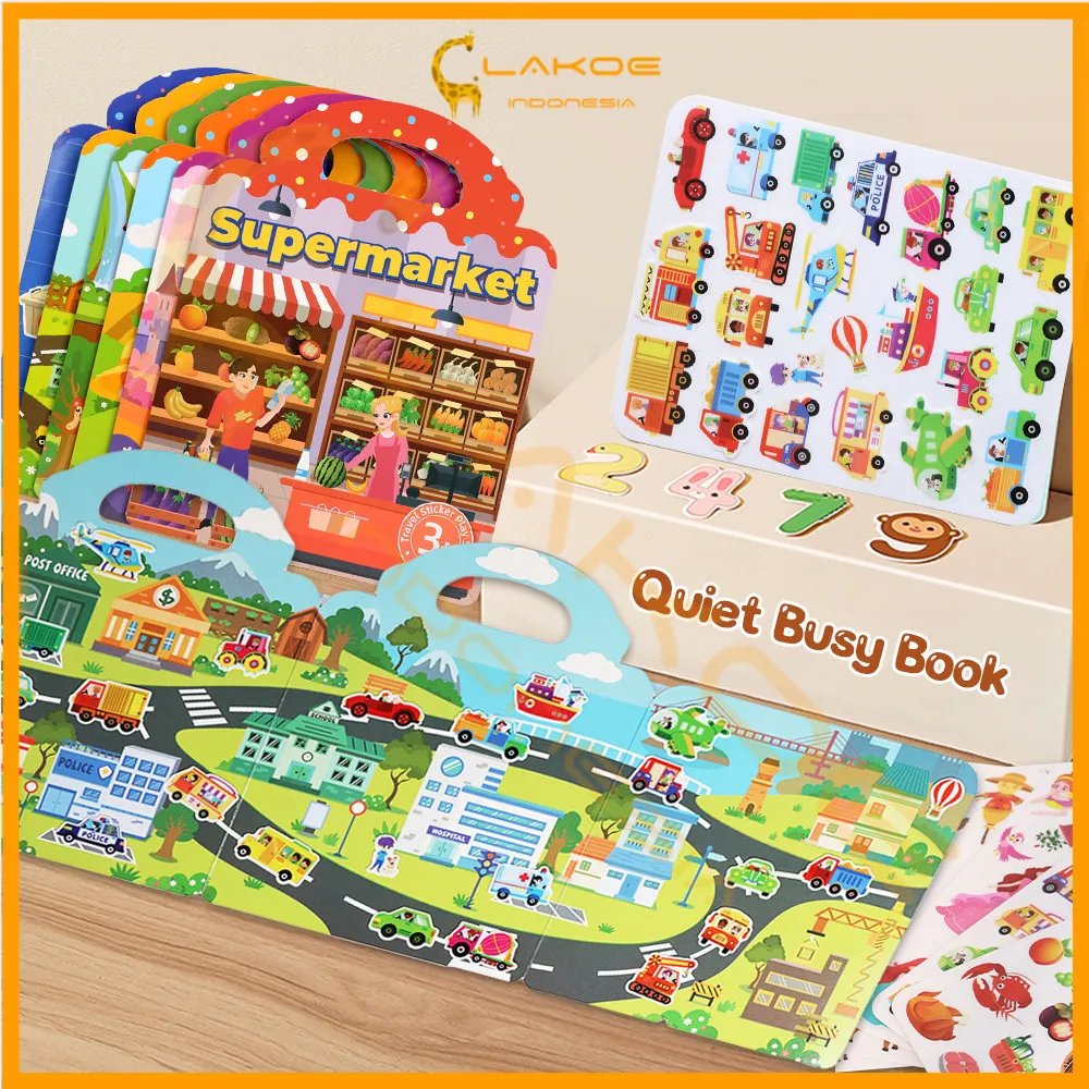 Lakoe Buku Stiker Anak Reusable Quiet Busy Book Sticker Book Activity Lucu