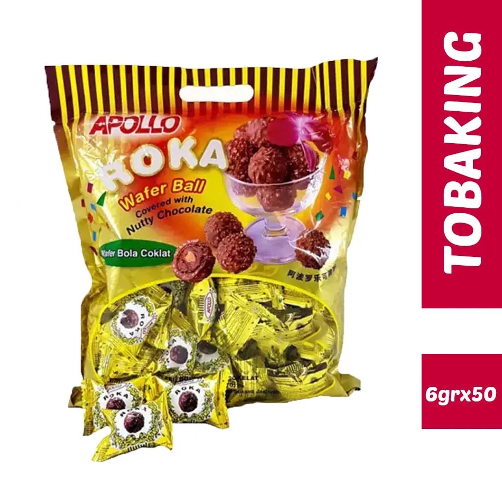 Apollo Roka Wafer Ball isi 50 Nutty Chocolate Wafer Bola 300g