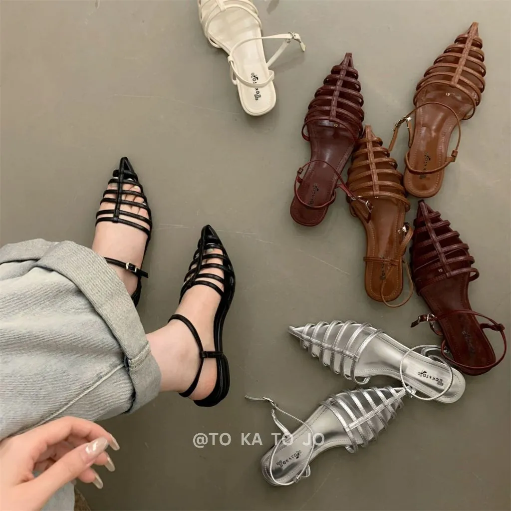 Sandal Wanita Hak 3cm Tali Premium keronjo Ujung Lancip Fashion Wanita