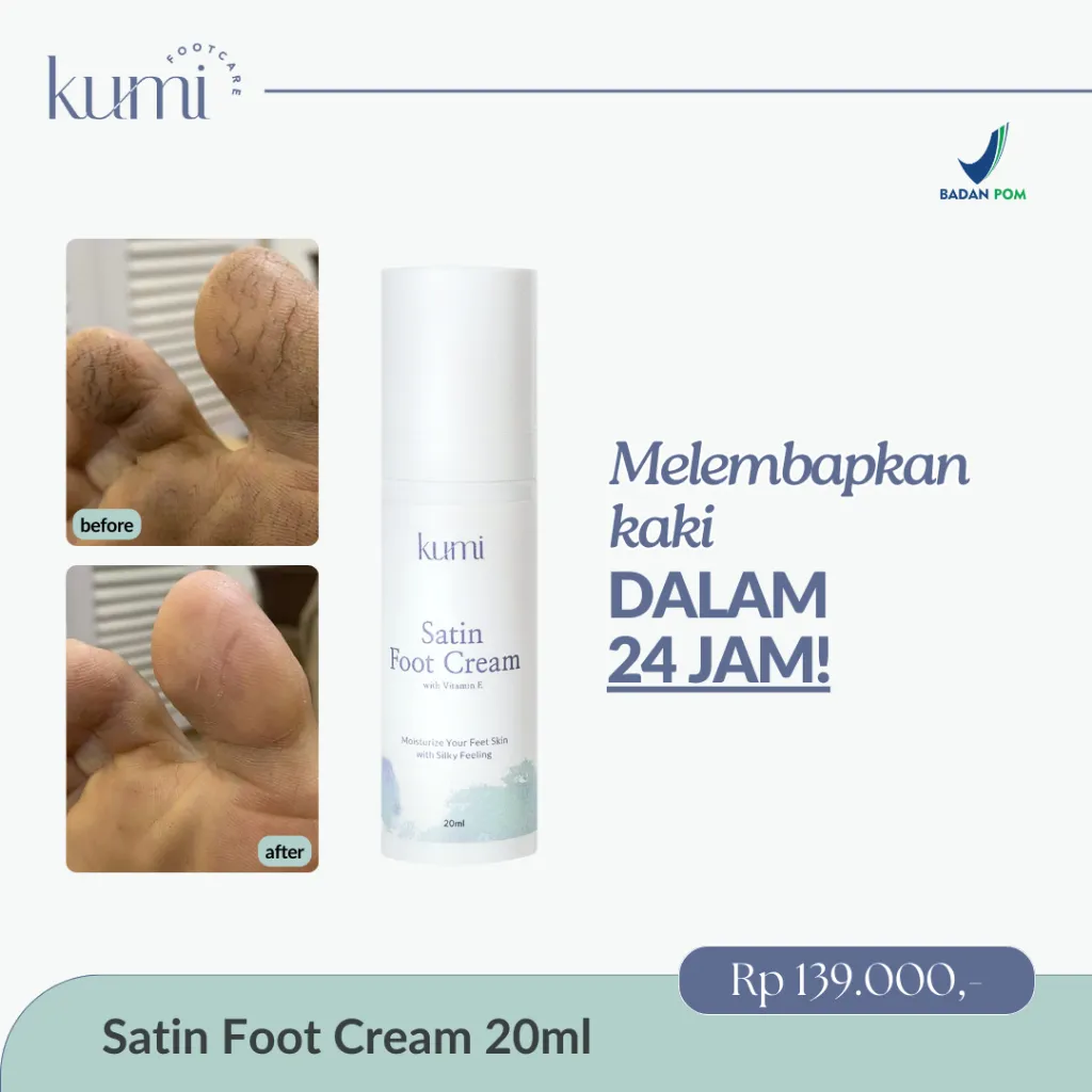 Kumi Satin Foot Cream / Pedicure / Foot Care / Krim Perawatan Kaki untuk Kaki Kering dan Pecah Pecah