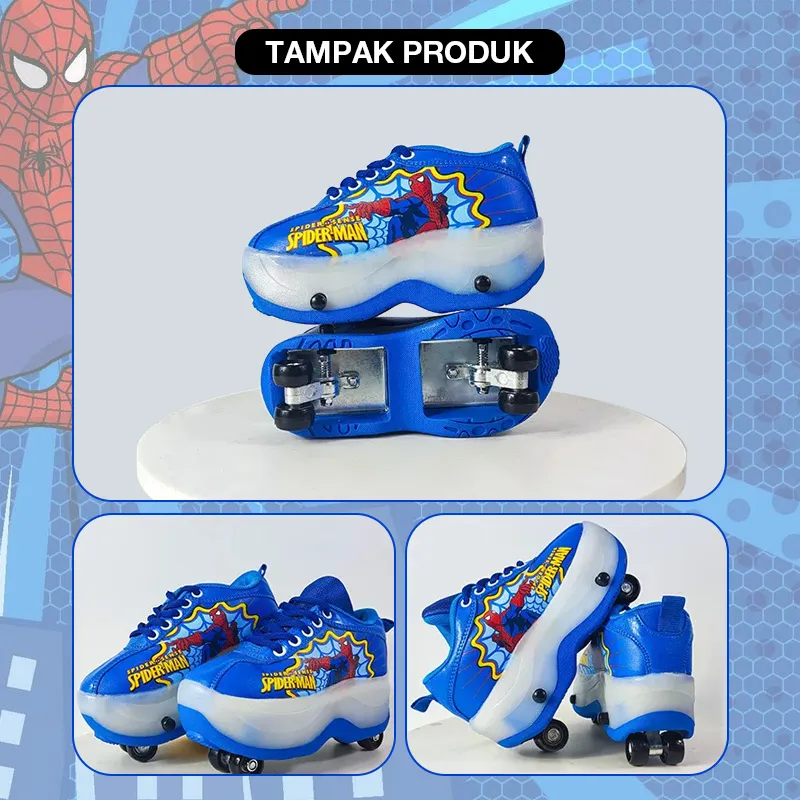 Sepatu Roda LED karakter anak Roda 4 / Roller Shoes 4 Roda LED Karakter Anak / Sepatu Roda 2in1 / Sepatu roda anak