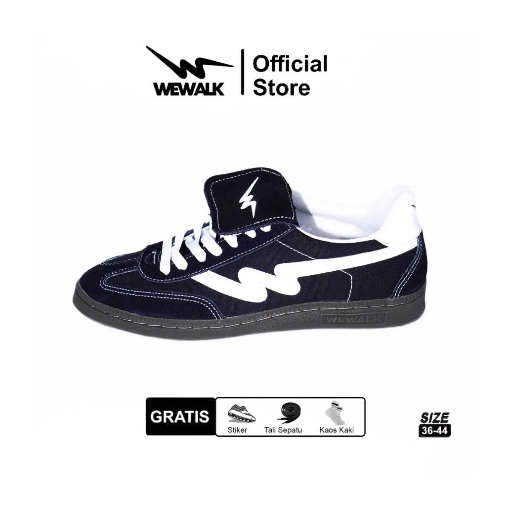 Wewalk Footwear -  Sepatu Sneakers Unisex Pria Wanita Spark Black White