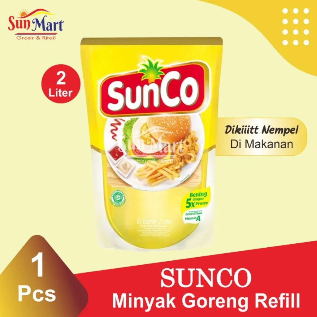 SUNCO 2Liter 4pcs Minyak goreng   rendah lemak, jernih, tidak mudah menghitam