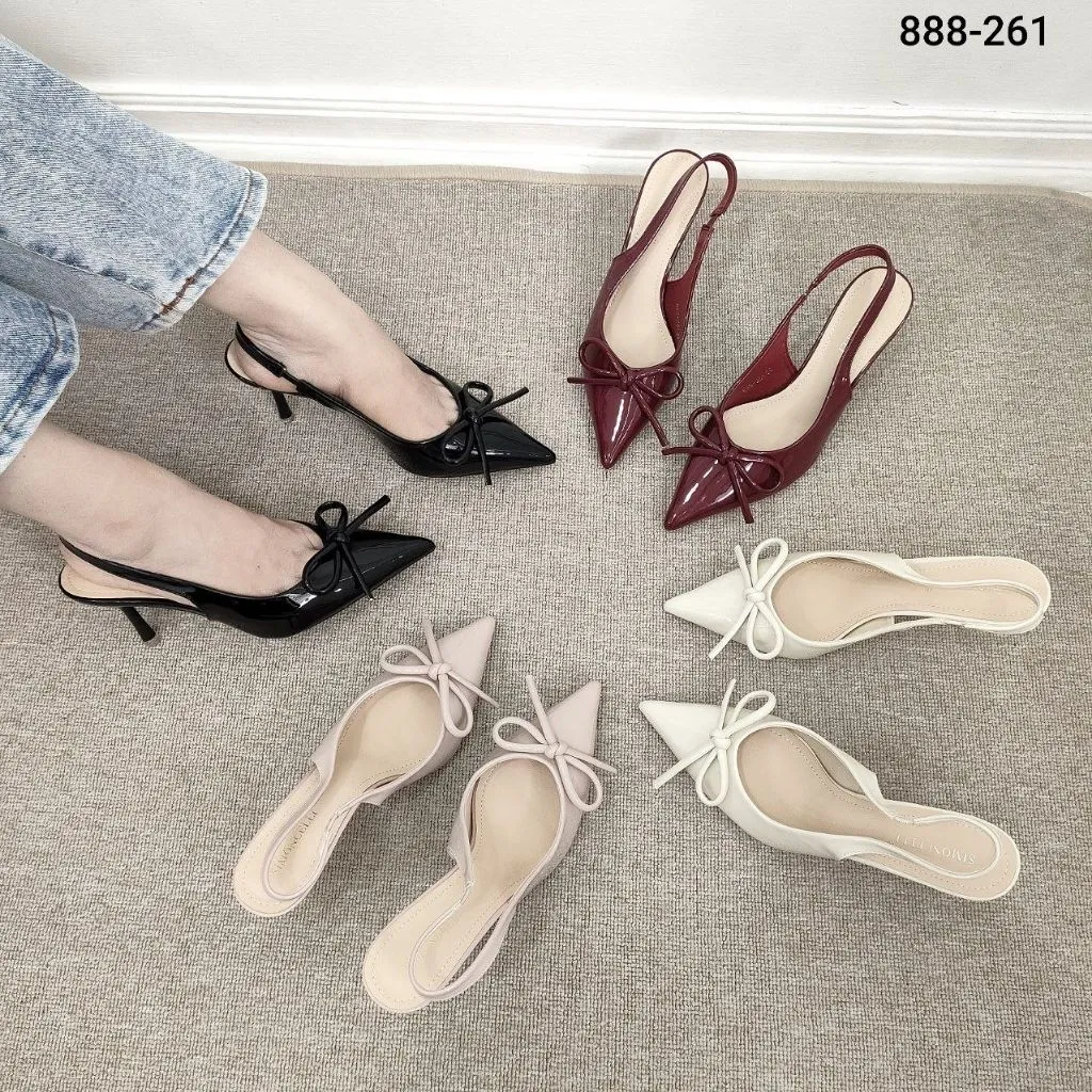 Simoncelli Sepatu Heels 7 Cm | Sepatu Wanita | Sepatu Kantor Wanita | Wedding Shoes | High Heels | Tali Belakang | Bridal Shoes | Kondangan | Heels Merah | Hitam 888-261