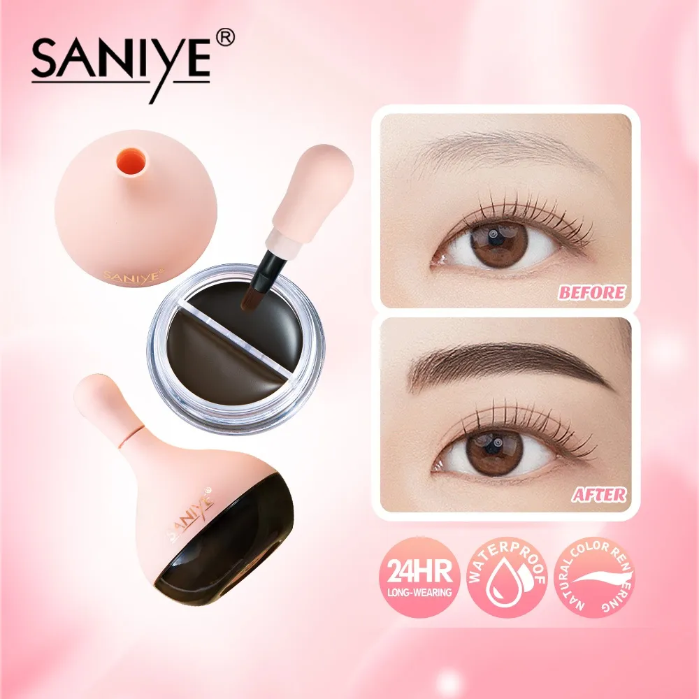 SANIYE Coklat Gel Alis Tahan Lama Natural Brown Waterproof Eyebrow Gel Eyebrow Makeup Sikat M348