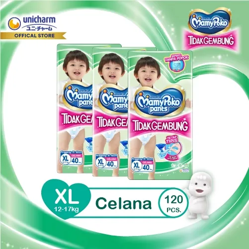 MamyPoko Pants Tidak Gembung - XL 40 - Popok Celana - 3 Packs
