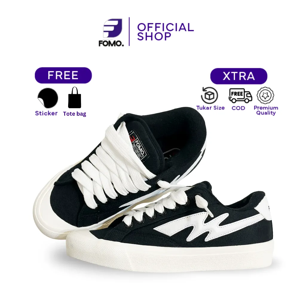 FOMO - Sepatu Obezt Black White Series 39-44 Sepatu Sneakers Kasual Unisex Pria Wanita