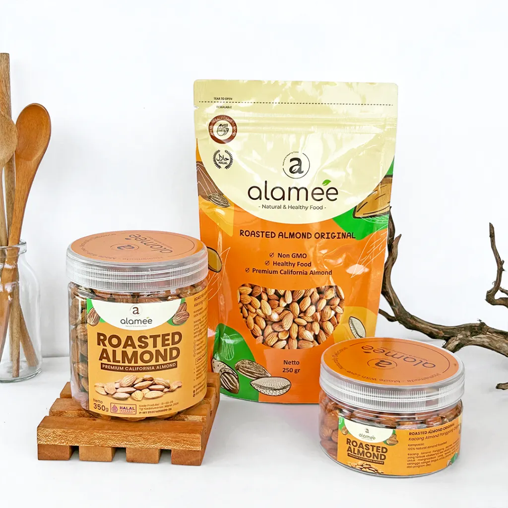 ALAMEE Kacang Almond Panggang Roasted Organik Cemilan Sehat Sehari Hari