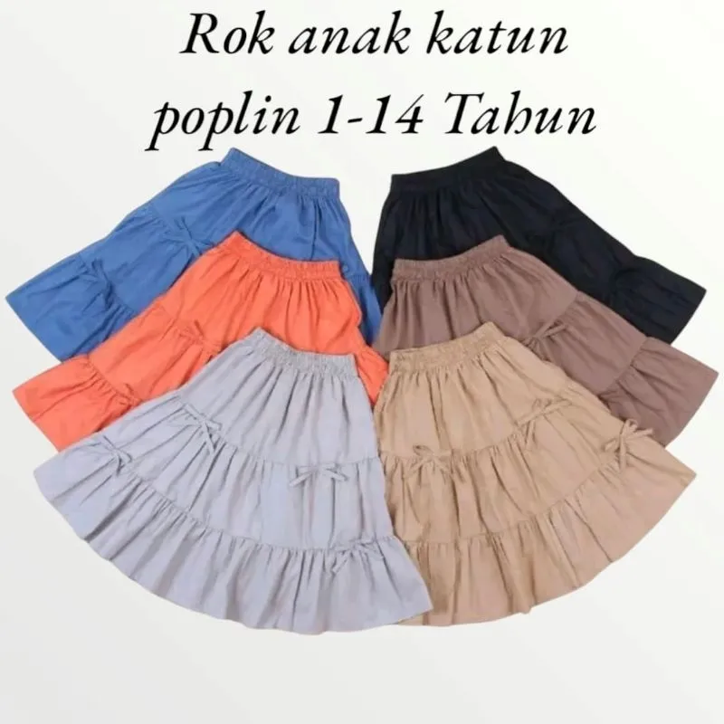 1-14 ROK ANAK KATUN POPLIN PEONY SKIRT / ROK SUSUN ANAK / ROK ANAK REMAJA TANGGUNG