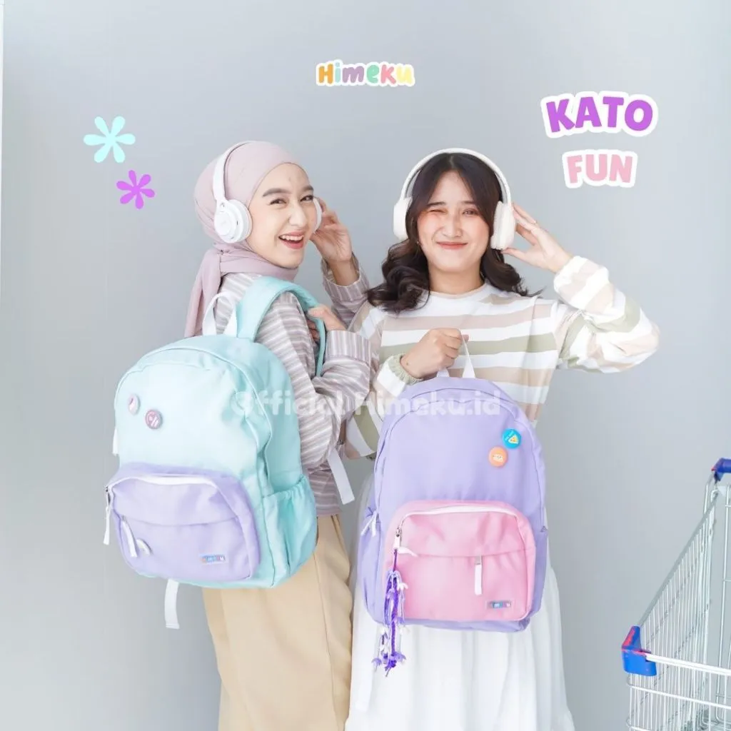 Himeku KATO FUN Series Backpack - Tas Besar - Tas Sekolah Kuliah Kerja - Ransel Kanvas Wanita