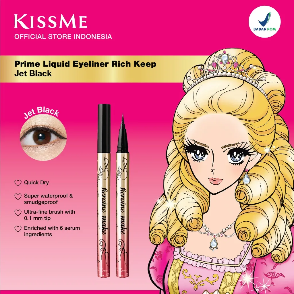 KISS ME HEROINE MAKE Prime Liquid Eyeliner / Eyeliner Waterproof Tahan Lama / Smudgeproof / Liquid Pen Eyeliner Ultra Tipis 0.1mm / Eyeliner Pelindung Mata / / Eye Liner / Eyliner Waterproof