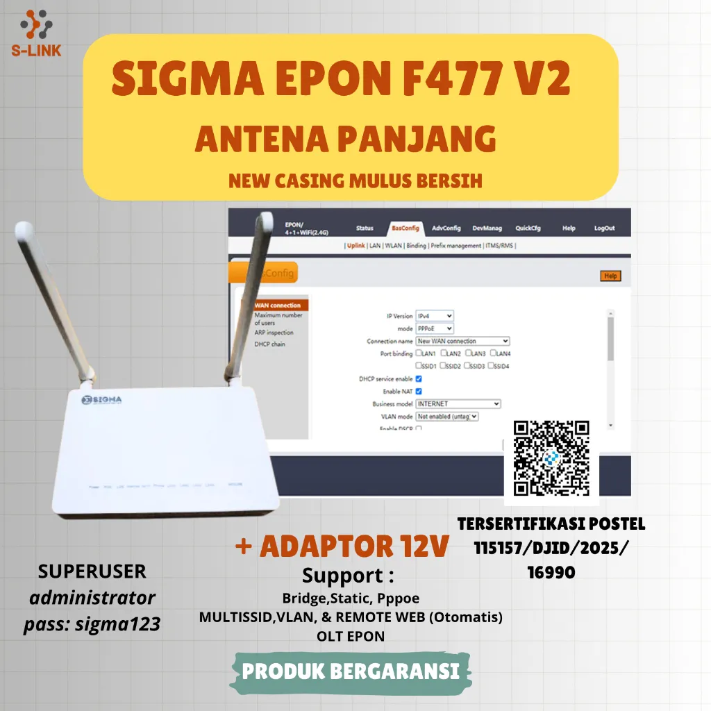 NEW ONT EPON F477 V2 ANTENA PANJANG DENGAN ADAPTOR