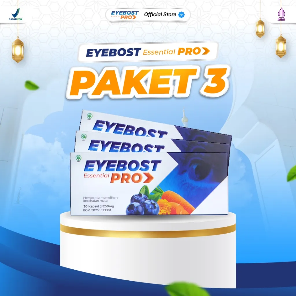 Eyebost Pro 3 Box - Suplemen Mata Minus Buram Vitamin Obat Mata Herbal Isi 90 Kapsul