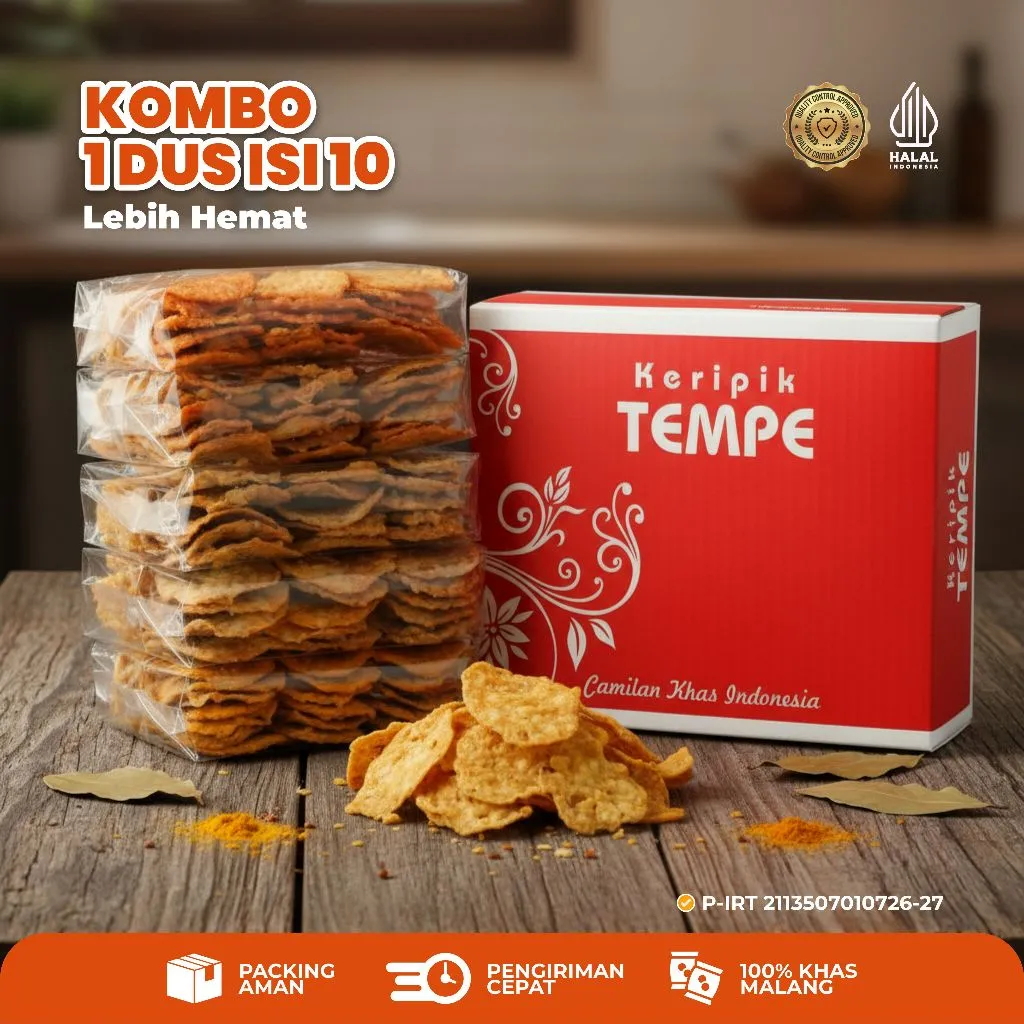 LARISSO Keripik Tempe Aneka Rasa Premium Khas Malang [1 Dus Isi 10 Pcs]