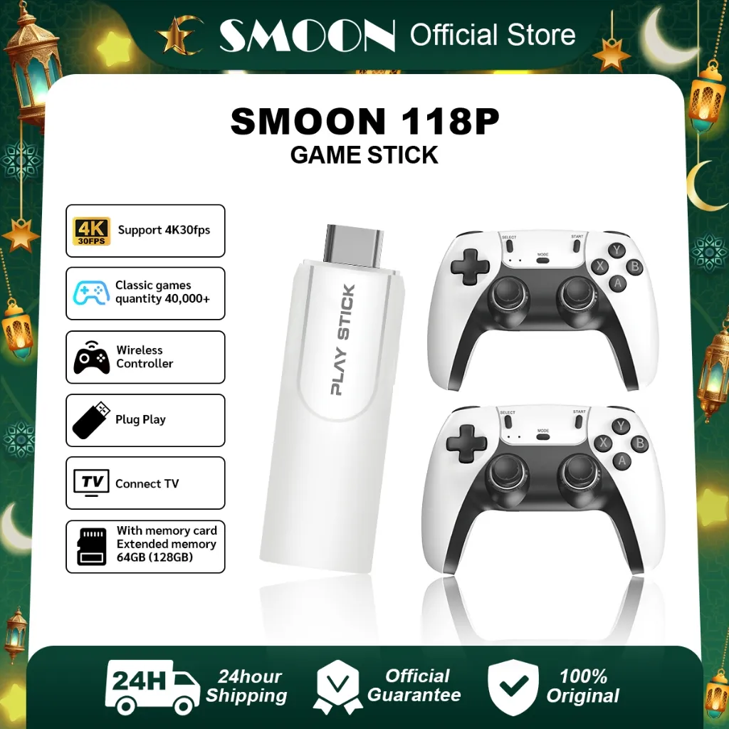 SMOON 118P GameStick - Game Boy - Stik Game - 30000+Games GamePad - Dual Game Controller - No Need Wifi