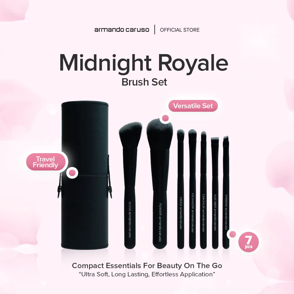 Armando Caruso Midnight Royale Brush Set With Case, 7pcs