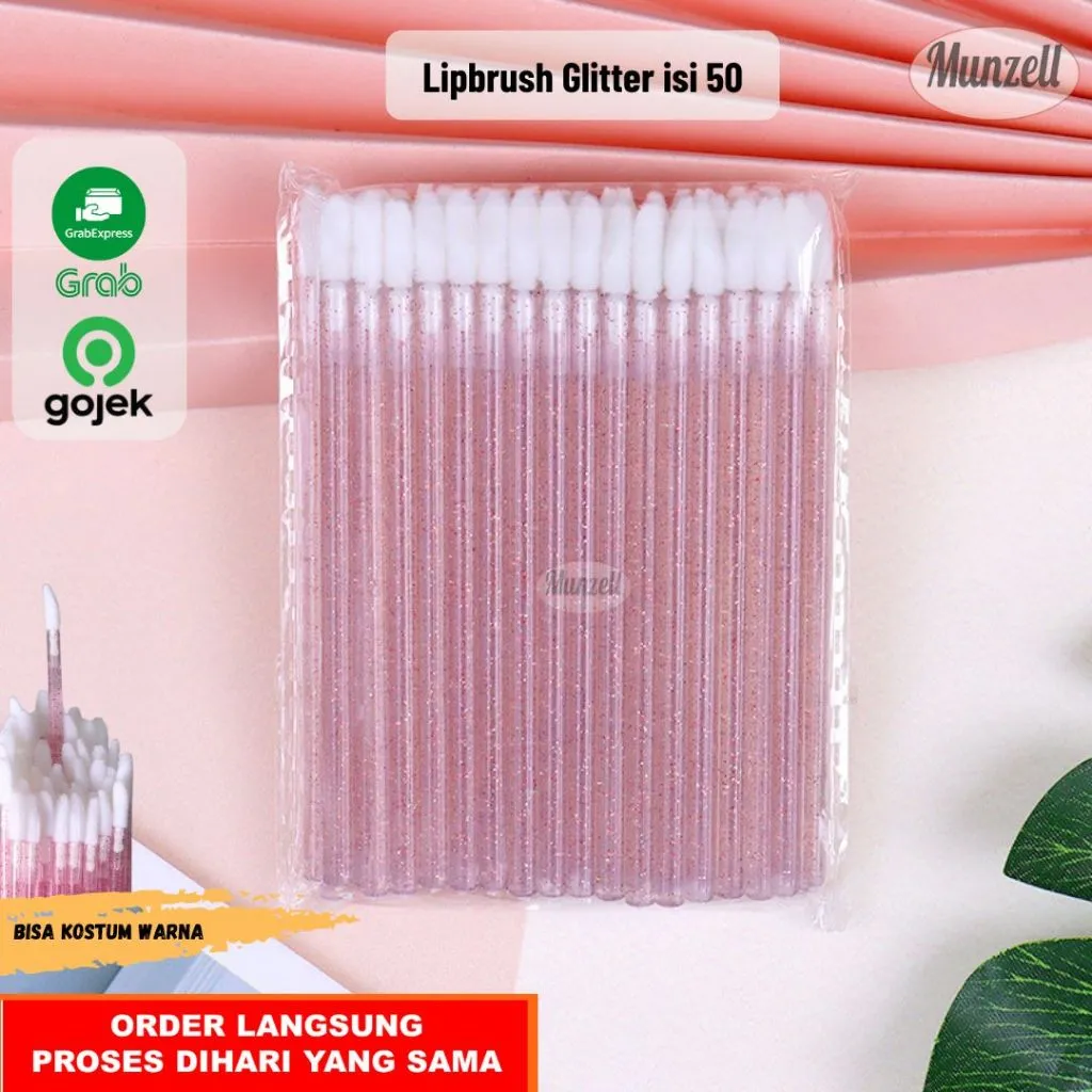 50Pcs Lip Disposable • Kuas Bibir Sekali Pakai Lip Gloss Wand Disposable Lip Brush glitter color
