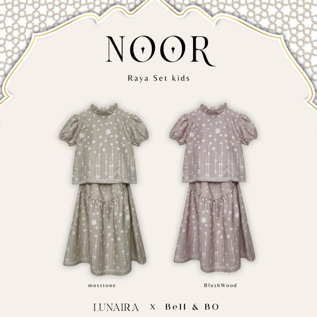 BELL & BO - Noor Raya Set Kids Collection Setealan Baju Anak CEWE Baju Lebaran Couple Size 1-8 Tahun