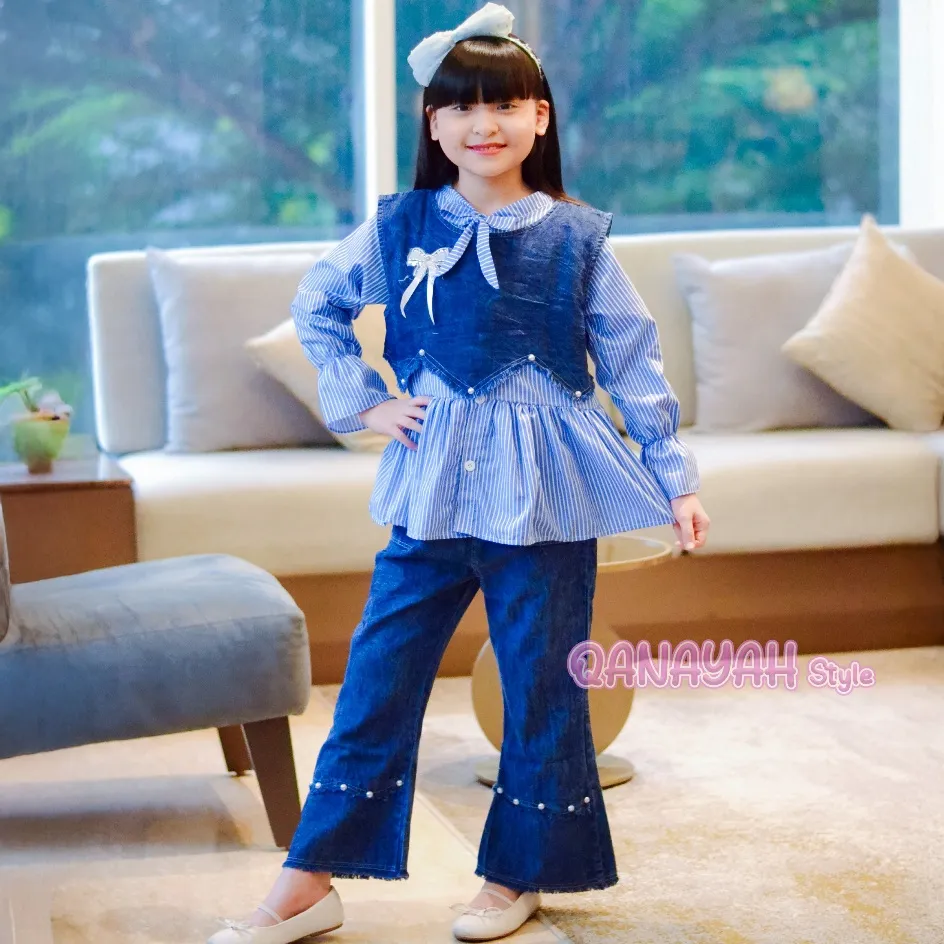 STELAN SALUR 3 IN 1 JEANS ANAK PEREMPUAN TERBARU USIA 3 SAMPAI 12 TAHUN