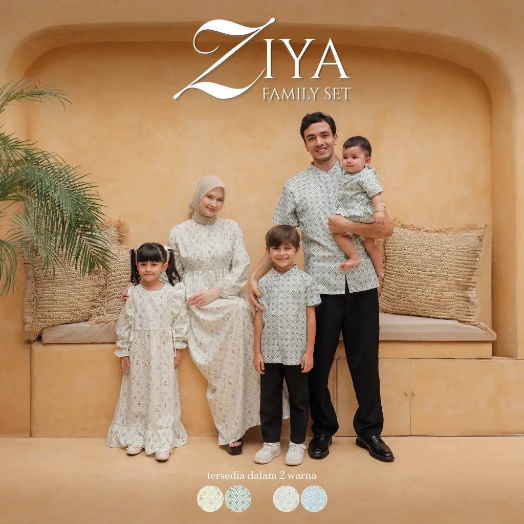 Nice Kids - Ziya Family Raya Sarimbit Green Collection Keluarga Anak Baju Lebaran Couple