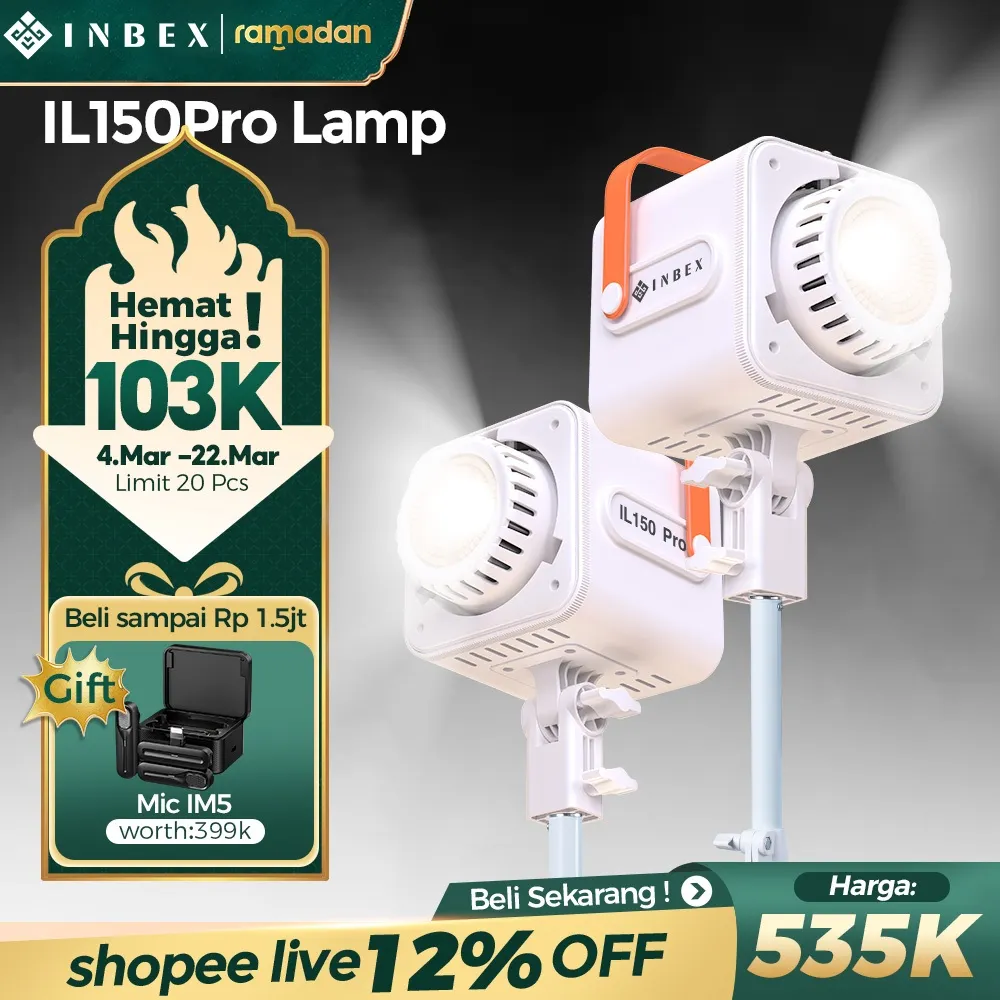 [150K OFF-Garansi 1 Thn] INBEX IL150Pro COB Lampu live Studio Konten Profession Lighting Live Streaming Photography Video CRI 95