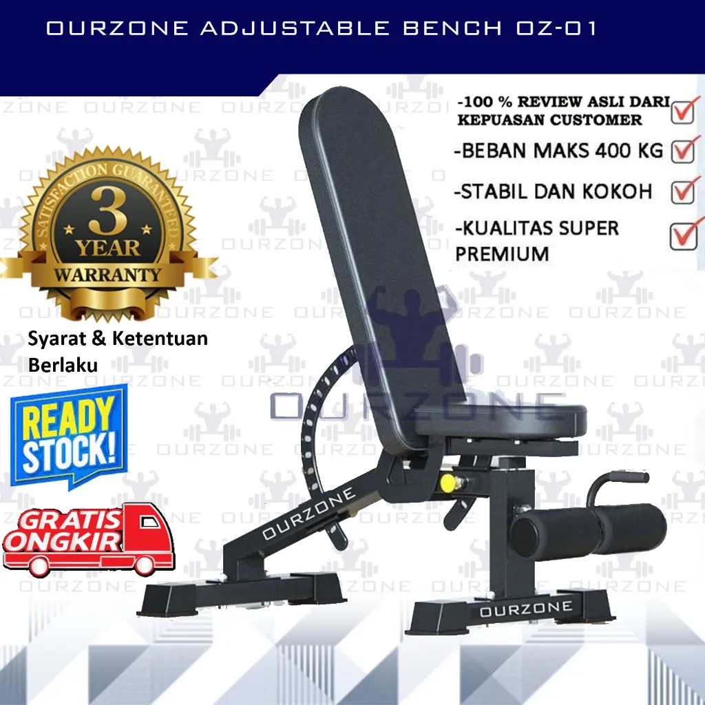 Ourzone Original Adjustable Bench Press Bangku Sit Up Multifungsi